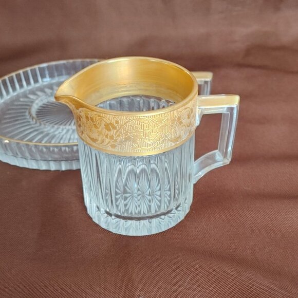 Rare Vintage Elegant Gold and Clear Glass Coffee Set - Picture 4 of 7